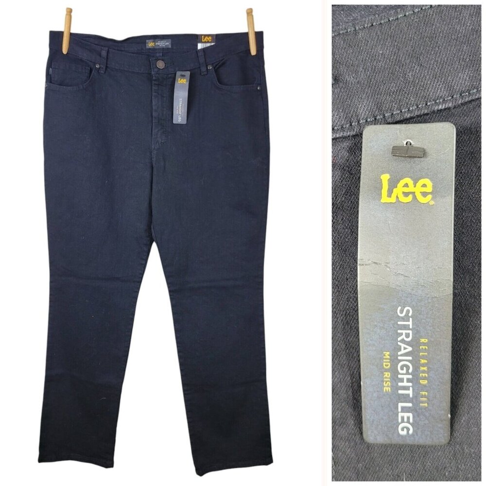NEW Lee Jeans Plus Size 18 Denim Mid Rise Straight Leg 18W Relaxed Fit Black